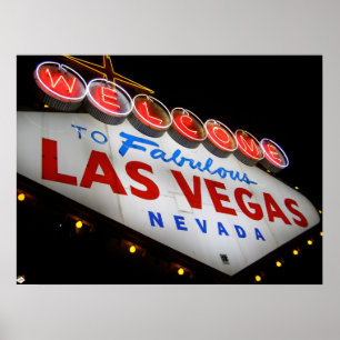 Välkomnande till trycket för Las Vegas neonaffisch Poster