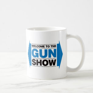 Välkomnande till vapenshowen - svart och blått kaffemugg