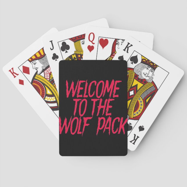 Välkomnande till vargpacken som leker kort casinokort (Baksidan)
