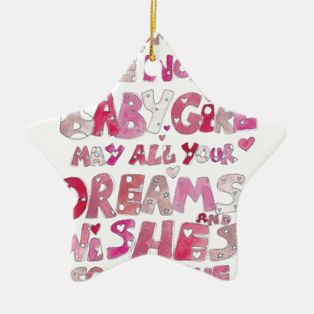 Välkomnande till världsflickan julgransprydnad keramik (Framsidan)