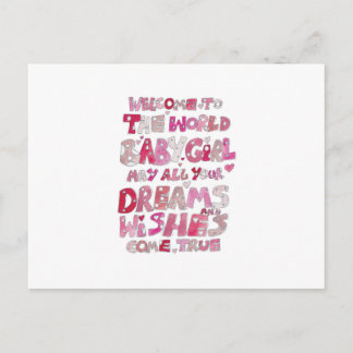 Välkomnande till världsflickan vykort