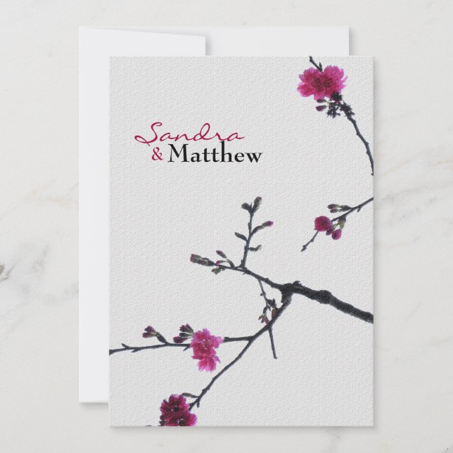 Välkomnande vår dubbel glädje/Kinesisk bröllop 3 Inbjudningar (Framsida)