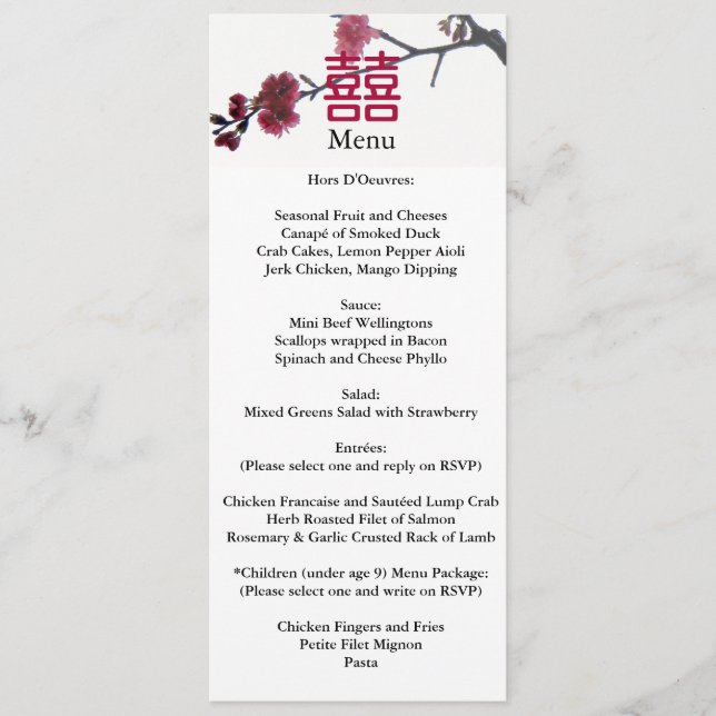 Välkomnande vår dubbel lycka Sakura Meny (Framsida)