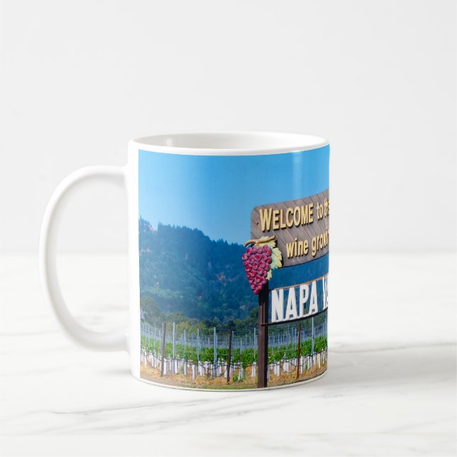 Välkomnandet för Napa Valley vinland undertecknar Kaffemugg (Vänster)