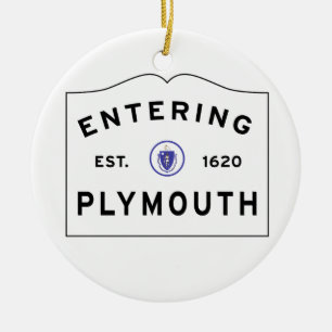 Välkomnandet till den Plymouth MORSAtownen Julgransprydnad Keramik