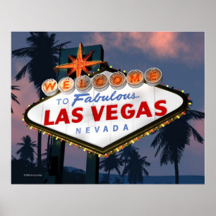 Välkomnandet till Las Vegas undertecknar det Retr Poster