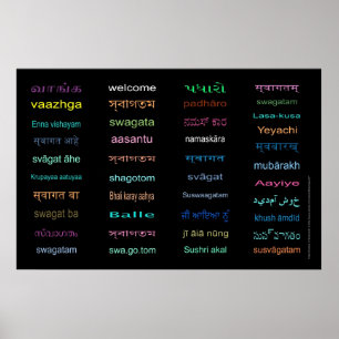VÄLKOMNAR PÅ SPRÅK I INDIA- 5-storlek, SVART Poster