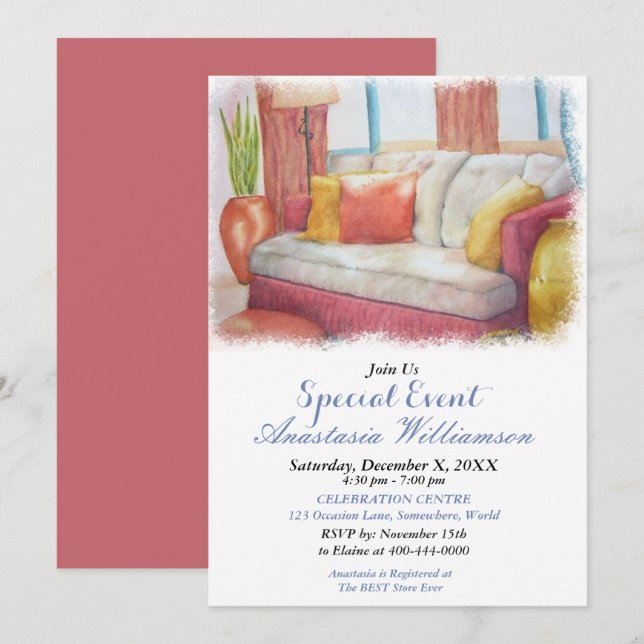 VÄLKOMNAR TILL MIN KAMMARE PARTY HÄNDELSE INBJUDAN (Fram/baksida)