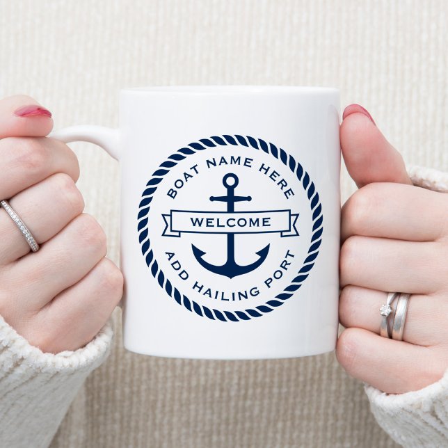 Välkomshamn för segelbåten i Anchor och repbåt nam Kaffemugg (Skapare uppladdad)