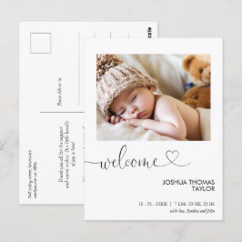 Välkomskalligrafi Hjärtfödelsemeddelande Vykort