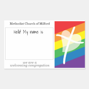 Välkomskyrka Namn bricka Affirming Church nametag Rektangulärt Klistermärke