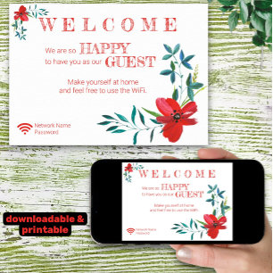 Välkomslösenord för hörnrödblommor, WiFi-gästskydd Poster