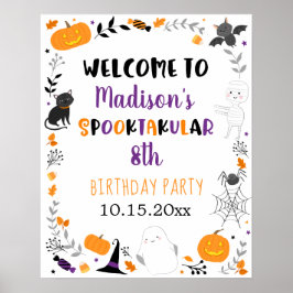 Välkomsposte för Girl Halloween Spooktacular Birth Poster