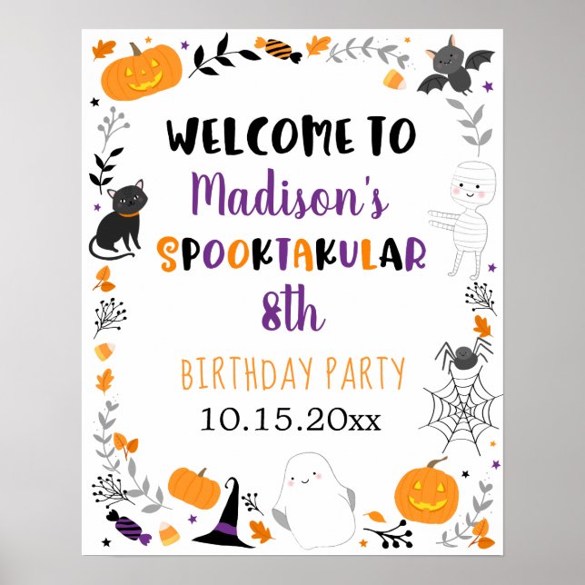 Välkomsposte för Girl Halloween Spooktacular Birth Poster (Framsidan)