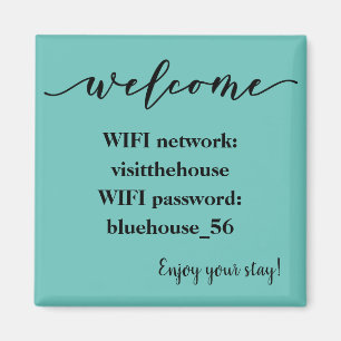 Välkomst Magnet Ledig uthyrning Wifi Lösenord