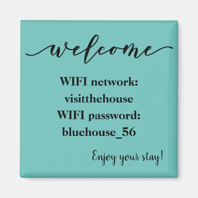 Välkomst Magnet Ledig uthyrning Wifi Lösenord (Framsidan)