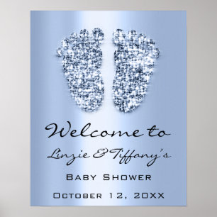 Välkomstaffisch Baby Blue Fötter Baby Shower Pojke Poster