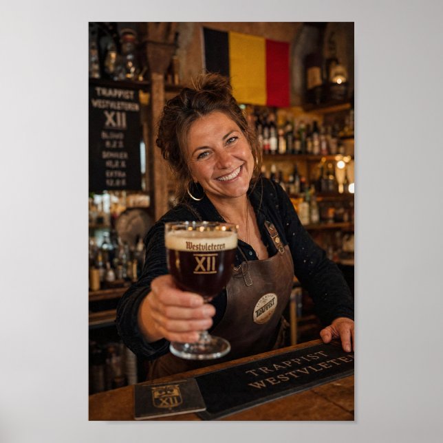 Välkomstaffisch för belgisk trappistkrog poster (Framsidan)