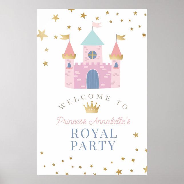 Välkomstaffisch för Prinsessans Födelsedagsfest Poster (Framsidan)