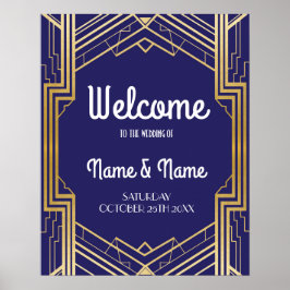 Välkomstaffisch Gatsby Art Deco Guld Bröllopsaffis Poster