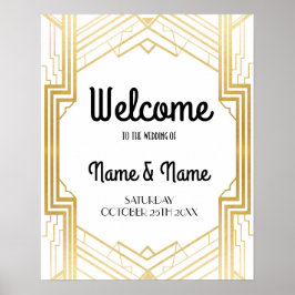 Välkomstaffisch Gatsby Art Deco Guld Bröllopsaffis Poster