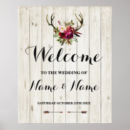 Välkomstaffisch Hjortronskylt Bröllop Blommig Affi Poster