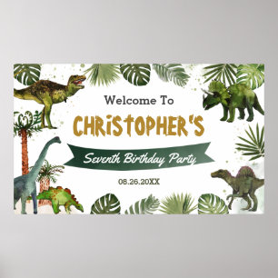 Välkomstbakgrund för Dinosaurs Jurassic Födelsedag Poster