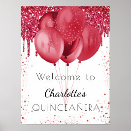 Välkomstballonger från Quinceanera White Red glitt Poster