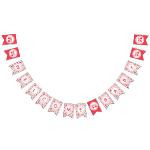 Välkomstbanderoll för Cherry Baby Shower-Dekoratio Vimplar
