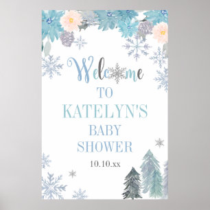 Välkomstblått välkomsttecken för vinterblått babyb poster