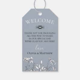 Välkomstblocket Dusty Blue Meadow Bröllop Presentetikett
