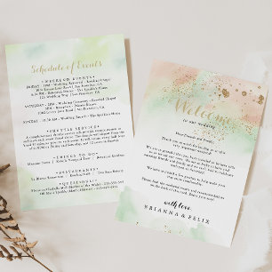 VälkomstBrev för Watercolor Guld Confetti Bröllop