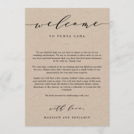 Välkomstbrev och bröllopsprogram välkomstpresent program