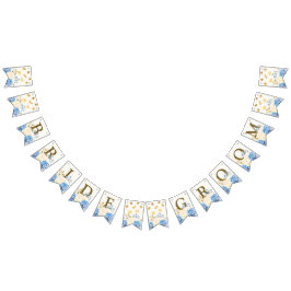 VälkomstBröllopsfest Golden Blue Gult Blommigt Vimplar