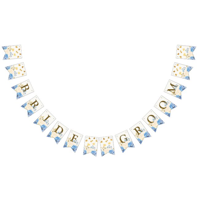 VälkomstBröllopsfest Golden Blue Gult Blommigt Vimplar (Alla)