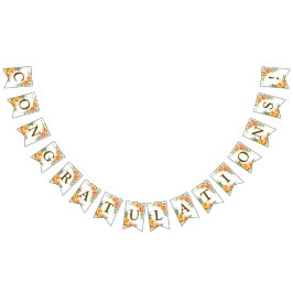 VälkomstBröllopsfest Orange Gult Red Blommigt Vimplar