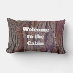 VälkomstCabin Rustic Red Brown Träd Bark Lumbarkudde