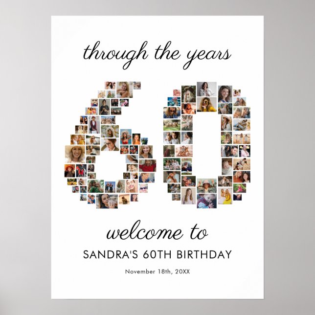 Välkomstcollage för 60-årsfirande poster (Framsidan)