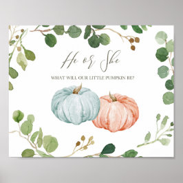 VälkomstDekoration för Greenery Pumpkin Gender Rev Poster