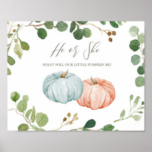 VälkomstDekoration för Greenery Pumpkin Gender Rev Poster