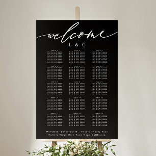 Välkomstdiagram för Black Calligraphy Bröllop Poster