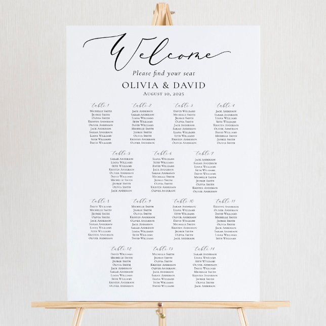 Välkomstdiagram för elegant Script 14 Bord Poster (Skapare uppladdad)