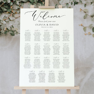 Välkomstdiagram för elegant Script 19 Bord Poster