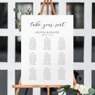 Välkomstdiagram för elegant Script 9 Bord Poster