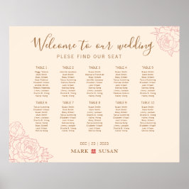 Välkomstdiagram för kinesiska Elegant bröllop Poster