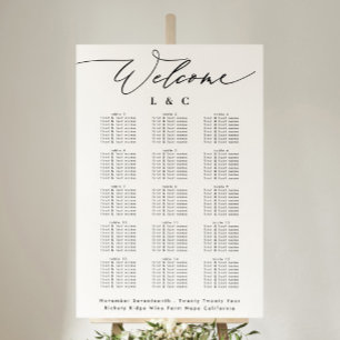 Välkomstdiagram för vit kalligrafi i Bröllop Poster