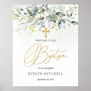 Välkomstecken för Eucalyptus Herbal Kor Baptism Poster