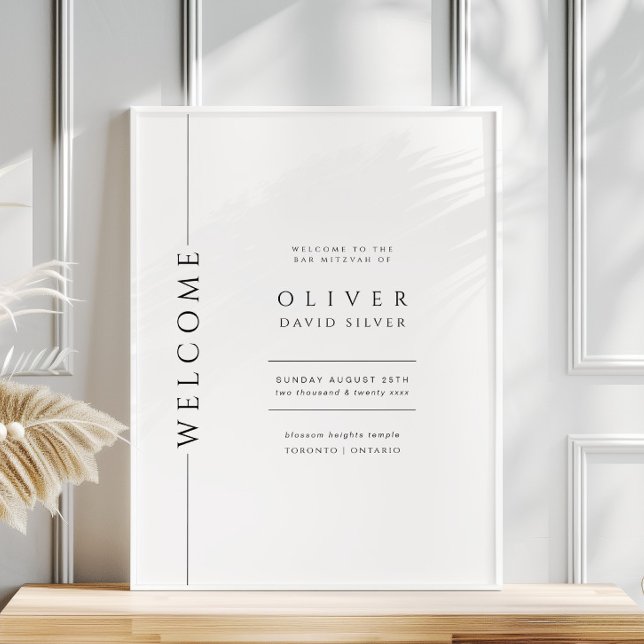 Välkomstecken för Modern Black and White Pub Mitzv Poster (Skapare uppladdad)