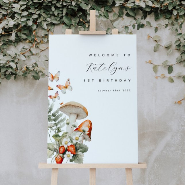 Välkomstecken för svamp- och jordgubbar poster (Skapare uppladdad)