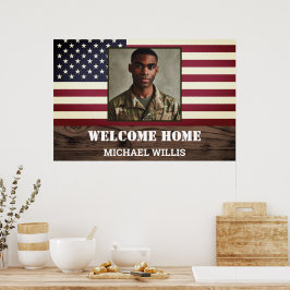 Välkomstfest för hemmet Soldat Anpassad bild USA f Poster